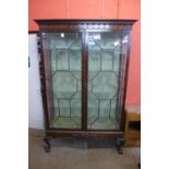 An Edward VII Chinese Chippendale Revival carved mahogany display cabinet, 211cms h, 138cms w, 46cms