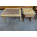 A Danish Gunnar N. Larsen Mobelfabrik light oak and tiled top coffee table and a teak and tiled