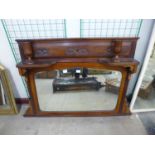 An Edward VII walnut overmantel mirror