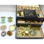 A jewellery box with costume jewellery