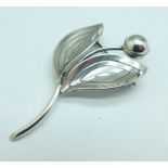 A small Danish sterling silver brooch by Aarre Krogh, marked A.K. Denmark