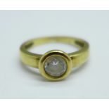 A 9ct gold and white stone ring, 2.7g, M/N