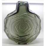A Whitefriars glass banjo vase in pewter, 32cm