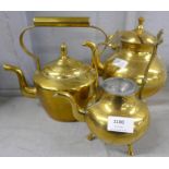 Three brass teapots
