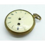 A Georgian pocket watch, front wind verge fusee movement, Jan Vigne, London, a/f
