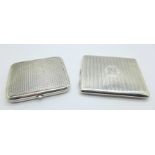 Two silver cigarette cases, Birmingham 1946, Deakin & Francis, and Birmingham 1918, Henry