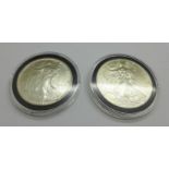 A 1994 and 1996 Liberty dollar coins