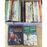 Two boxes of vintage 1960's annuals including Eagle, Valiant, Daktari, Beano & Dandy