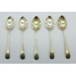 Five silver teaspoons, Sheffield 1903, 53g