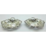 A pair of silver pierced bon bon dishes by John Henry Potter, Sheffield 1896, 56g