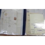 Stamps:- postal social history in two files with forty items of postally used printed forms, etc.,