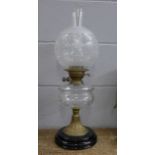 A glass oil lamp