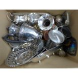 A box of plated ware, etc. **PLEASE NOTE THIS LOT IS NOT ELIGIBLE FOR POSTING AND PACKING**