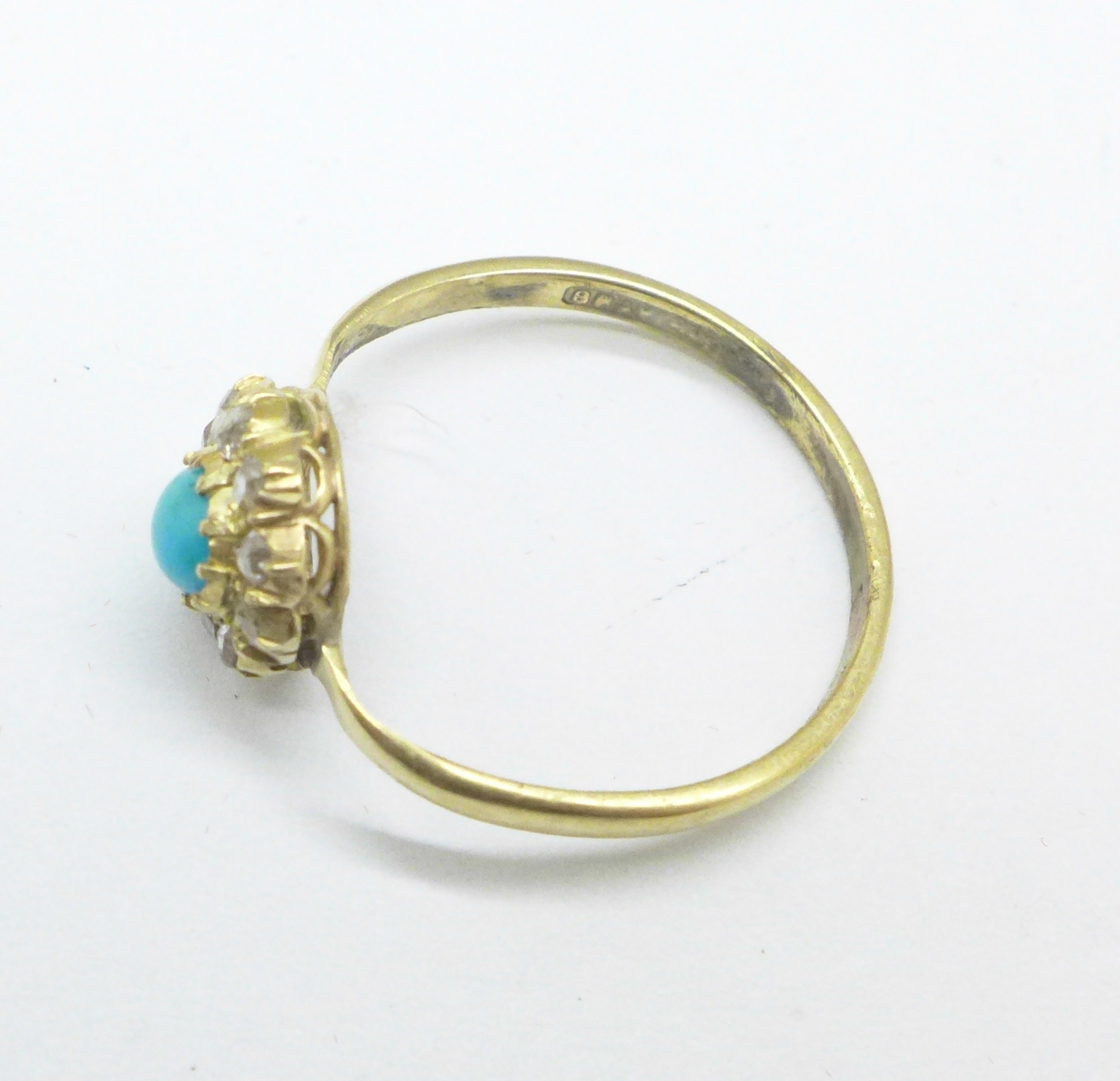 A turquoise and diamond ring, the shank marked Bravingtons, L - Image 3 of 3