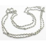 A silver long guard chain, 81g