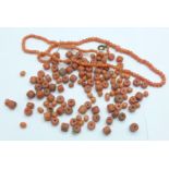 Coral beads for restringing and a necklace