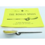 A silver spoon, reproduction of an original Roman spoon, with certificate, hallmarked Francis