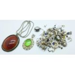 Silver and white metal jewellery, etc.