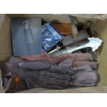 Assorted items including military buttons, a silver Moroccan dagger, a company stamp, an oil can,