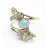 A 14ct gold, opal and diamond ring, 3.4g, M/N