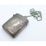 A silver vesta case, Chester 1902, 35g