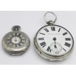 Two silver pocket watches, a/f