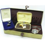 A lady's Lorus quartz wristwatch, two pairs of cufflinks and a jewellery box