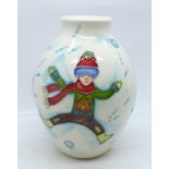 A Moorcroft Snow Angel vase, designed by Helen Dale, 13.5cm