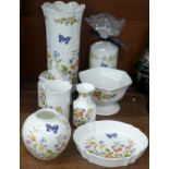 Aynsley Cottage Garden china, three vases, two bowls, plates and a jar
