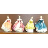 Four Royal Doulton ladies, Southern Belle, Coralie, Fair Lady and Janine