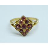 A 14ct gold and orange stone ring, 3.4g, R