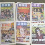 34x Sounds, Melody Maker and Record Mirror magazines (1980's, 90's)