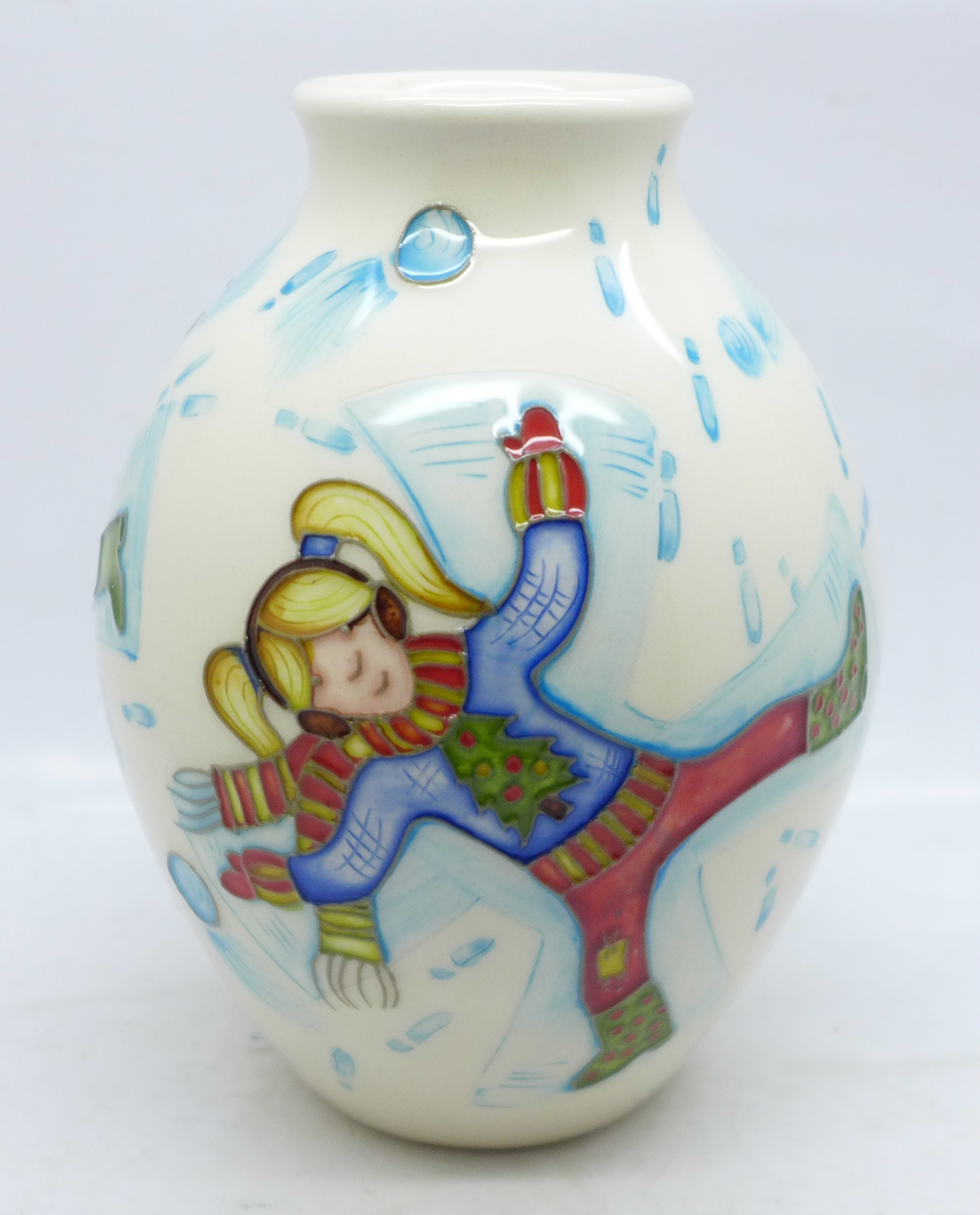 A Moorcroft Snow Angel vase, designed by Helen Dale, 13.5cm - Image 3 of 4