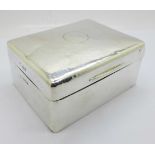 A hammered silver cigarette box, stamped Hamilton & Inches, Edinburgh, London 1909, a/f