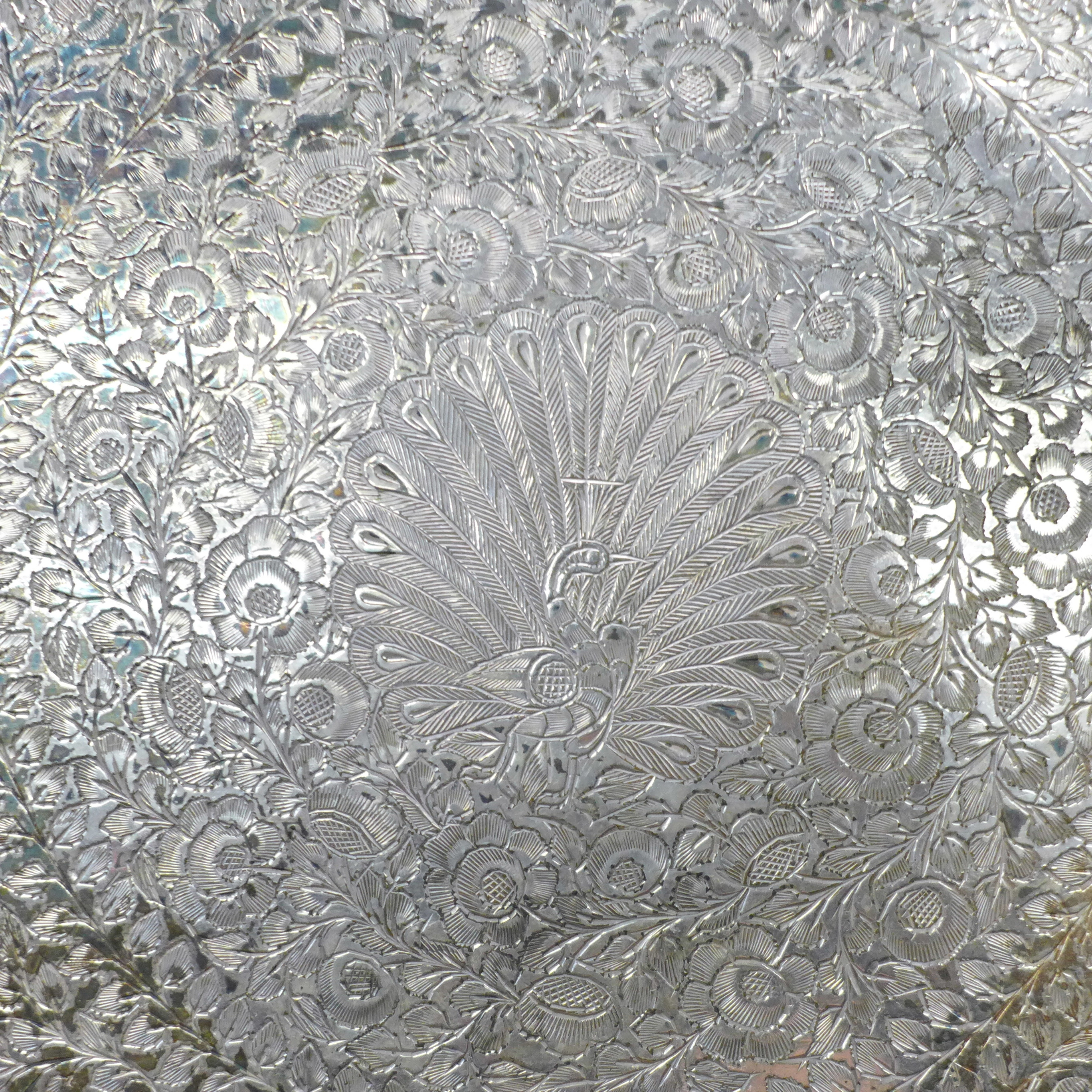 A silver plate on copper tray, 39cm - Image 2 of 2