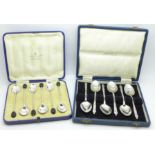 A boxed set of six Mappin and Webb Apostle spoons and a boxed set of six Mappin and Web Art Deco