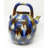 A large dripglaze teapot, 36cm