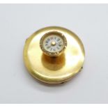 An 18ct gold and diamond set lapel/cuff watch, lacking winder, a/f (dents to back cover) 11.4g gross