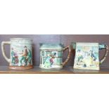 Two Royal Doulton water jugs and a Royal Doulton tankard