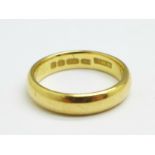 A 22ct gold wedding ring, 6.4g, M