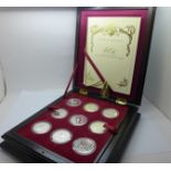 A Royal Mint .925 silver proof coin set, Queen Elizabeth II 40th Anniversary Coronation