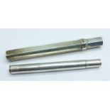 Two pencil holders, one marked STG-STERLING 925, the other tests as silver