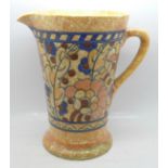A 1930's Charlotte Rhead for Crown Ducal tubelined flower jug, Byzantine pattern, printed mark,
