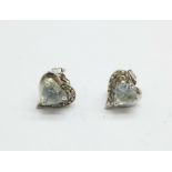 A pair of 9ct white gold, diamond and topaz earrings, 0.45ct diamond weight