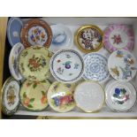 A collection of fifteen Continental and English miniature plates including Wedgwood Jasperware