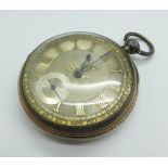 A silver cased fusee pocket watch with silver dial