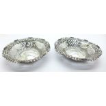 A pair of pierced silver dishes, Chester 1896, 69g