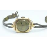 A lady's 9ct gold Art Deco wristwatch with Arcadia lever movement