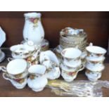 Royal Albert Old Country Roses china; dinner, tea and side plates, cups and saucers, etc.