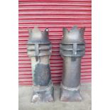 A pair of Victorian glazed crown chimney pots